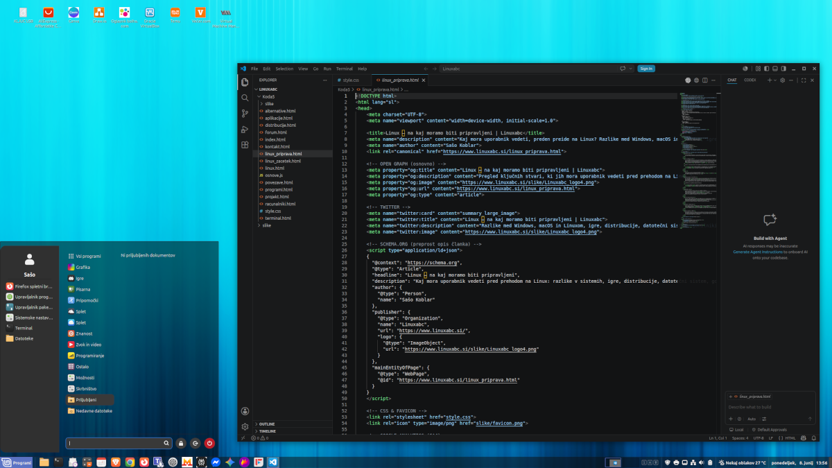 Linux Mint with several applications open